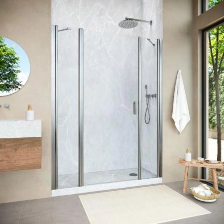 Душевая дверь Vegas-glass EP-2F NOVO h2000 135 04 01 L  профиль никель  стекло прозрачное