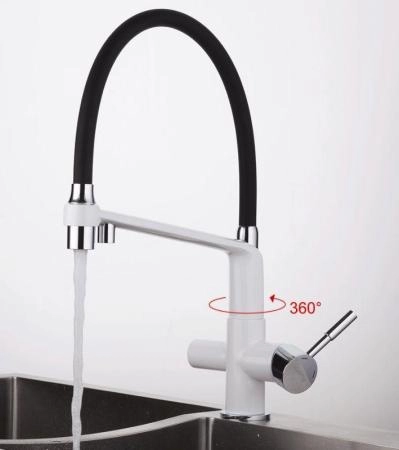 Смеситель Gappo G4398-9 для кухни с подключением фильтра питьевой воды, белый