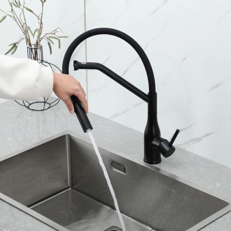 Смеситель GAPPO G4098-16 для кухни с гибким изливом, черный