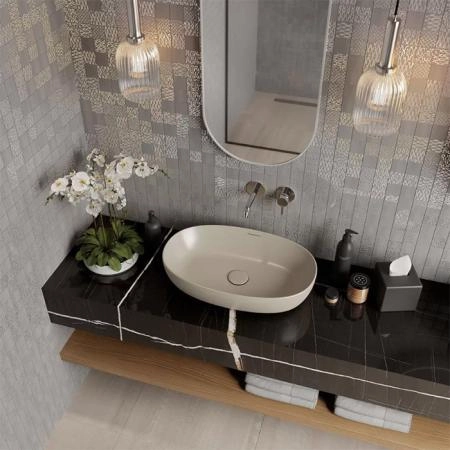 Раковина Kerama Marazzi PLAZA ПЛАЗА PLR.wb.60\SAN накладная 60, песочная матовая
