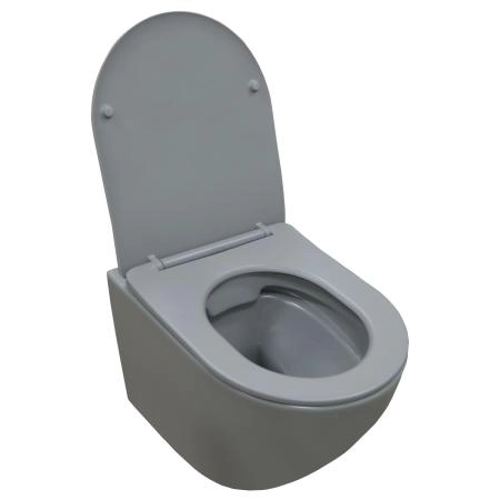 Унитаз подвесной Azario Grado 370х490х370 безободковый, с быстросъемныйм сидением микролифт, серый матовый (AZ-0046 SP MDG)