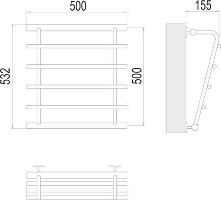 Полотенцесушитель Terminus Каскад П4 500х500 водяной