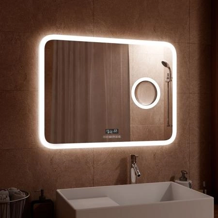 Зеркало Континент Bliss Led 800х700 с увеличительным зеркалом, с часами ЗЛП334 с подсветкой