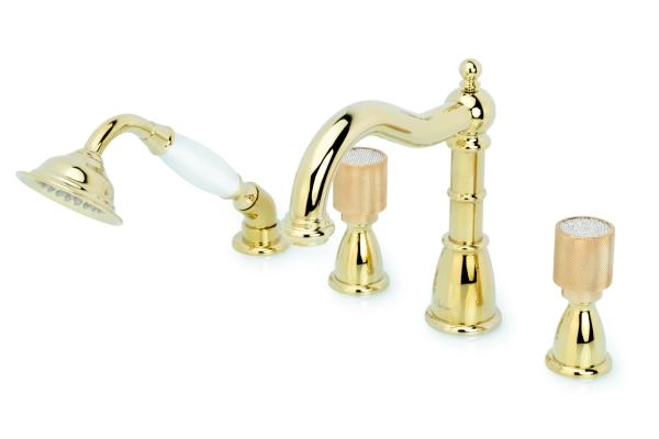 Смеситель врезной 4 отв. Boheme ROYAL CRYSTAL, золото_Комплект 395-Royal/CRST