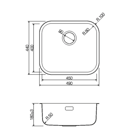 Кухонная мойка Omoikiri Ashino 49-IN 4993066, 490х440, нержавеющая сталь