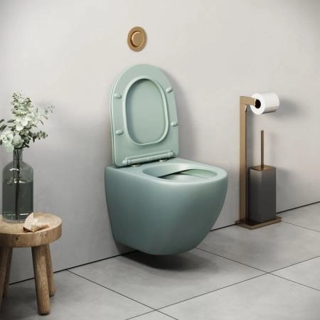 Унитаз Grossman GR-4455MNMS Color (485*365*360) МЯТНЫЙ МАТОВЫЙ подвесной Безободковый с тонкой крышкой
