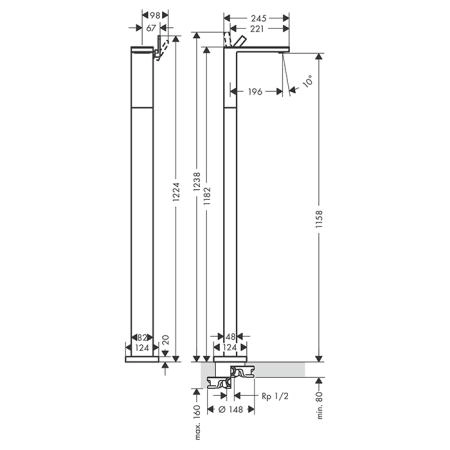Axor MyEdition Смеситель для раковины, напольный, без панели, цвет: шлифованная бронза