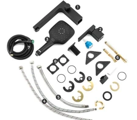 Смеситель Gappo G1117-6 на борт ванны 3 отверстия, чёрный