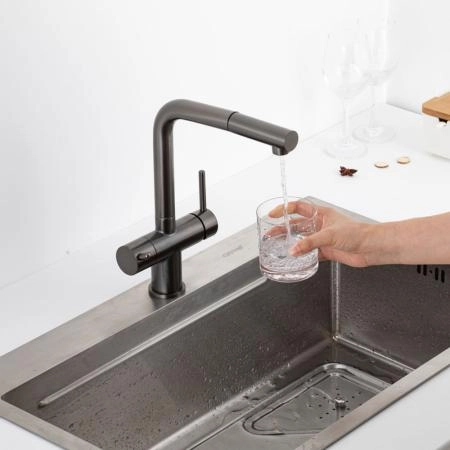 Смеситель GAPPO G4397-79 для кухни с выдвижным изливом и подключением фильтра, оружейная сталь