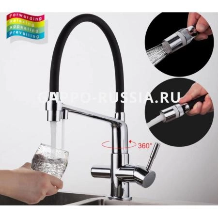 Смеситель Gappo G4398-7 для кухни хром черный