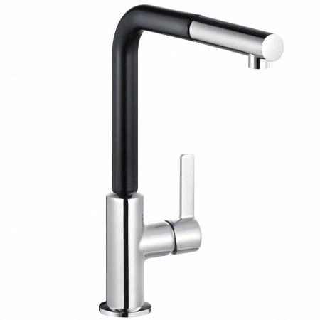 Смеситель Kludi L-Ine 408518775 для кухни, с выдвижным изливом, цвет хром-черный матовый
