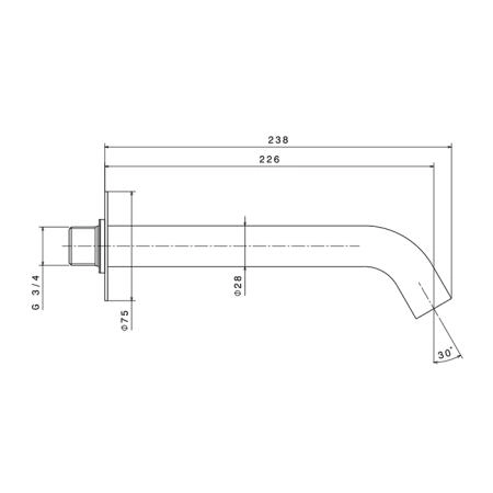 Newform X-STEEL 316 Излив для ванны, настенный, L=22.6см., G3/4" , цвет: нержавеющая сталь
