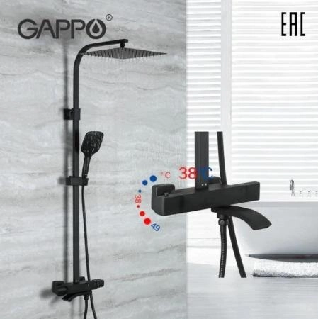 Душевая система Gappo G2407-60 термостат с изливом черный верхний душ 30x30