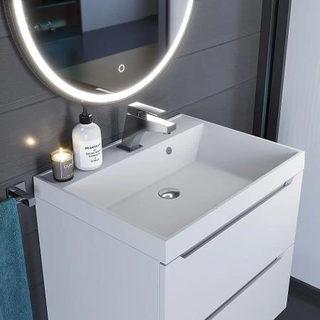 Раковина кварцевая Uperwood Classic Quartz 60 см, белая матовая, жасмин
