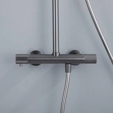 Душевая стойка Vincea Desire VSFS-1D0TGM термостатическая, вороненая сталь