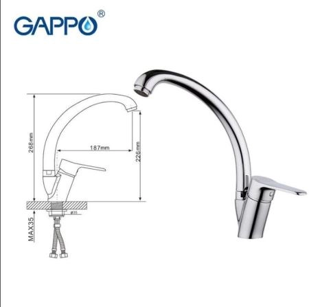Смеситель Gappo G4136 для кухни хром