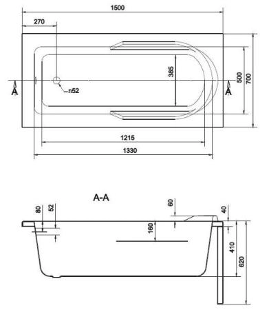 Ванна Cersanit Santana 150x70 см