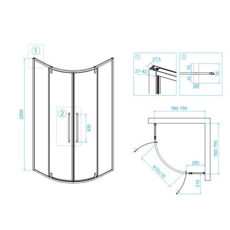 Душевой уголок RGW SV-53 Stilvoll 80x80 Хром прозрачное