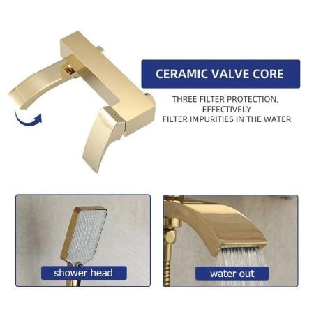 Смеситель Gappo G3207-3 для ванны  золото