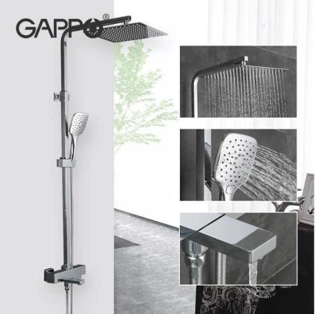 Душевая система Gappo G2418-40 термостат с изливом хром верхний душ 30x30