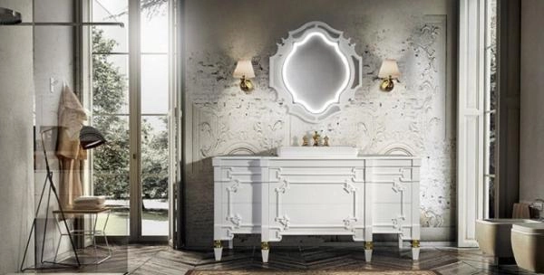 Зеркало Belux Кастилия В 90 Белый глянцевый с подсветкой