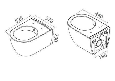 Унитаз подвесной безободковый Boheme Bianco 961 Черный матовый с крышкой ультра слим и микролифтом