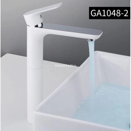 Смеситель Gappo G1048-2 для раковины высокий, белый хром