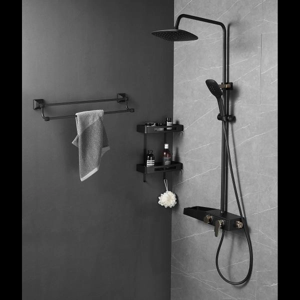 Душевая система AZARIO с поворотным изливом, черный/золото (AZ-801-2)