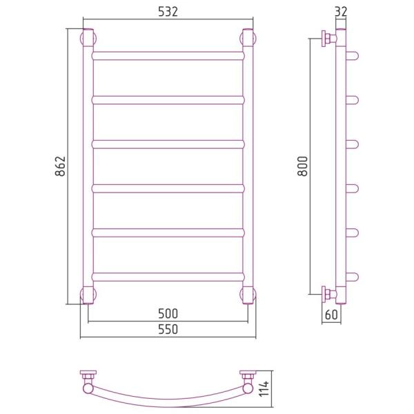 Полотенцесушитель Сунержа Галант+ 550x862 водяной