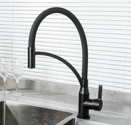 Смеситель для кухни Frap F4552-6 с гибким изливом, черный матовый