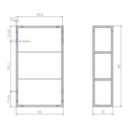 Decor Walther ET 6 Шкафчик открытый 35x15x60см, стекло белое, подвесной, цвет: хром