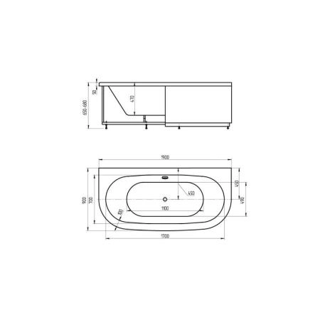 Ванна АКВАТЕК Морфей 190x90 без гидромассажа с фронтальным экраном