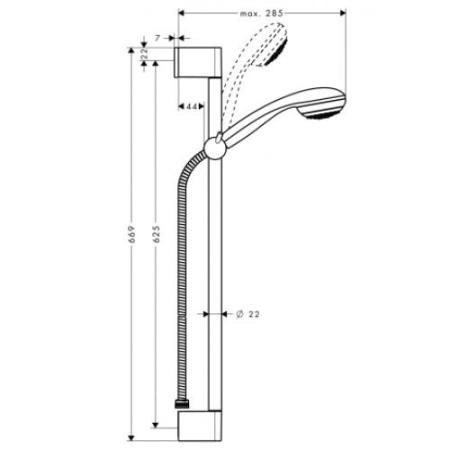 Душевой гарнитур Hansgrohe Crometta 27728000 65 см, цвет хром