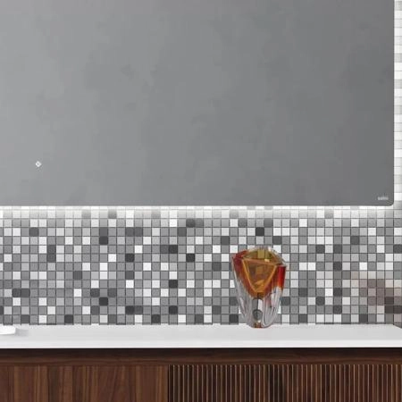 Salini Зеркало для ванны OMBRA 100х90х2.5см., с LED подсветкой, влагостойкое AGC Сrystalvision, сенс. выкл., крепления, обогрев, антизапот.