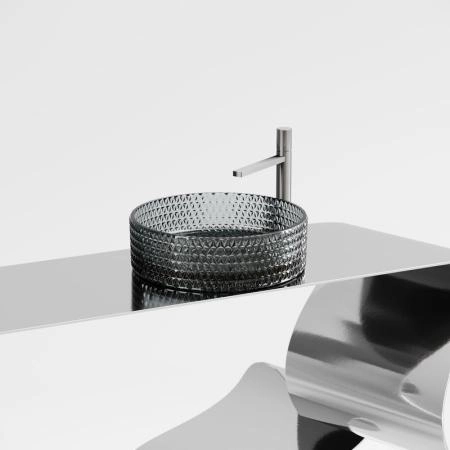 Умывальник чаша накладная круглая (цвет черный) Cristal 360x360x112мм