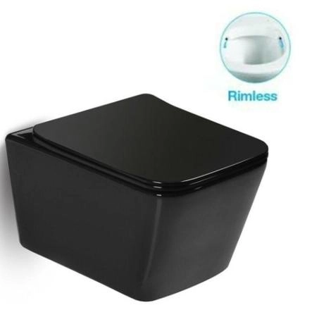 Унитаз подвесной SantiLine SL-5004MB безободковый, черный матовый сиденье микролифт