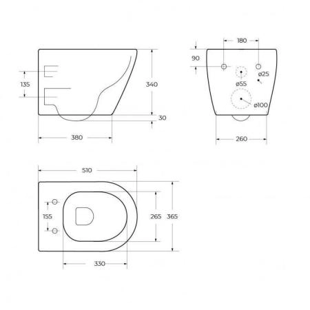 Унитаз Cezares Stylus-Tor CZR-6601-TH-TOR безободковый подвесной