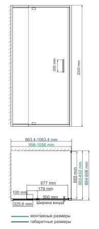 Душевой уголок WasserKraft Berkel 48P22 100x90 см, прямоугольник, распашная, универсальная