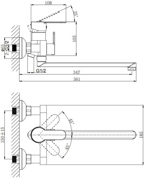 Смеситель для ванны с поворотным изливом RUSH Tenerife (TE2835-51)