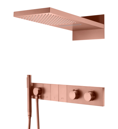 Встроенная душевая система Boheme ZODIAC с термостатом, трехпозиционная Copper Brushed 133-CB