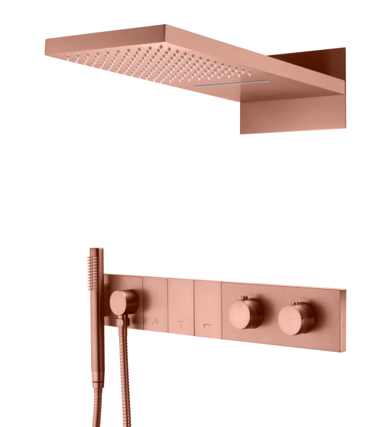 Встроенная душевая система Boheme ZODIAC с термостатом, трехпозиционная Copper Brushed 133-CB