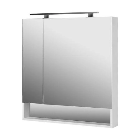 Roca The Gap Original Зеркальный шкаф 80x12.9x85см, с LED-светильником, блоком с розеткой, цвет: белый матовый