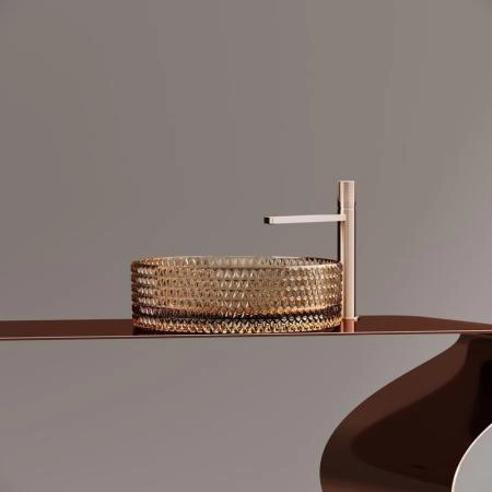 Умывальник чаша накладная круглая (цвет бежевый) Cristal 360x360x112мм