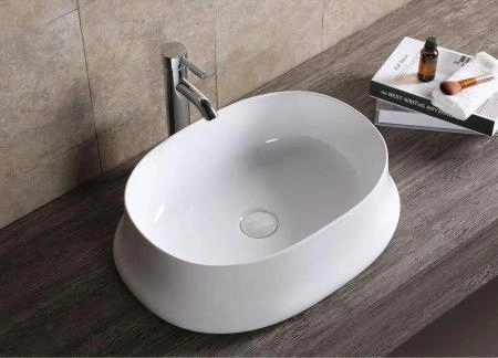 Раковина Cerutti SPA CR0060 накладная, белая, овальная, глубокая 580х430х160