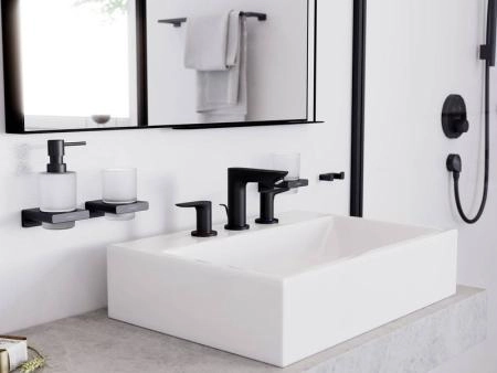 Hansgrohe 71733670 Talis E Смеситель для раковины на 3 отв. 104 мм, со сливным гарнитуром, матовый черный
