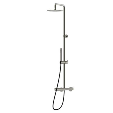 Newform Shower Душевая стойка с термостатическим смесителем, переключателем, верхним и ручным душем, цвет: titanium satin