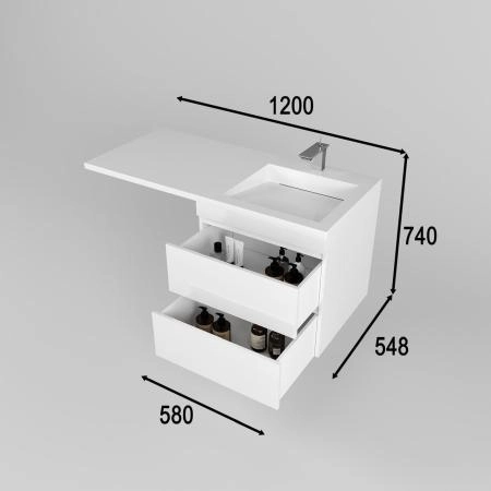 Тумба подвесная Style Line Даллас ЛЕОН 120, Люкс белая, PLUS
