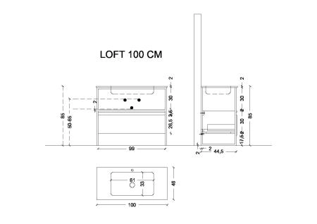 Ящик под консоль Boheme LOFT 100 белый, 1 Полка Boheme 894-100-W