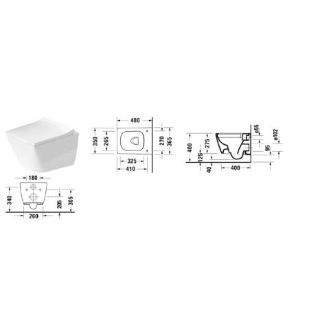 Duravit Viu Унитаз подвесной безободковый 37х48см, цвет: белый