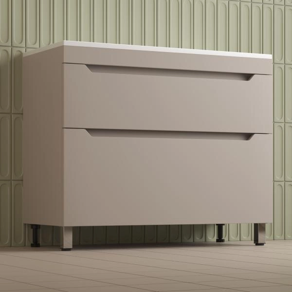 Тумба напольная Style Line Остин под раковину Фортуна 100 2 ящ крем эмаль PLUS